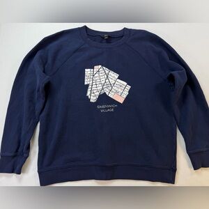 J Crew Navy Crew Neck Greenwich Village Sweatshirt Size Large